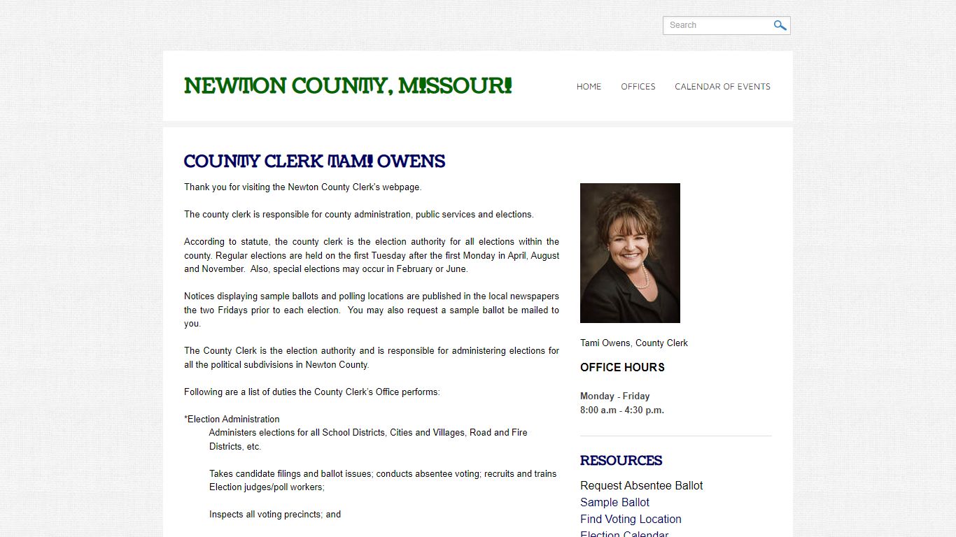 County Clerk - NEWTON COUNTY, MISSOURI